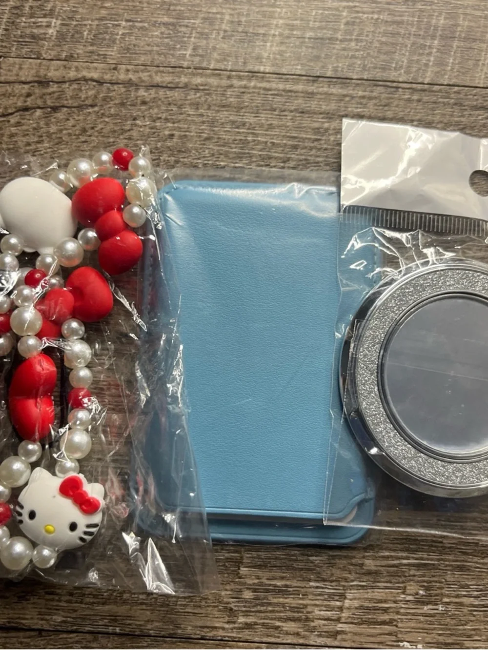 Phone accessories set magnetic wallet ring holder and phone charm keychain set